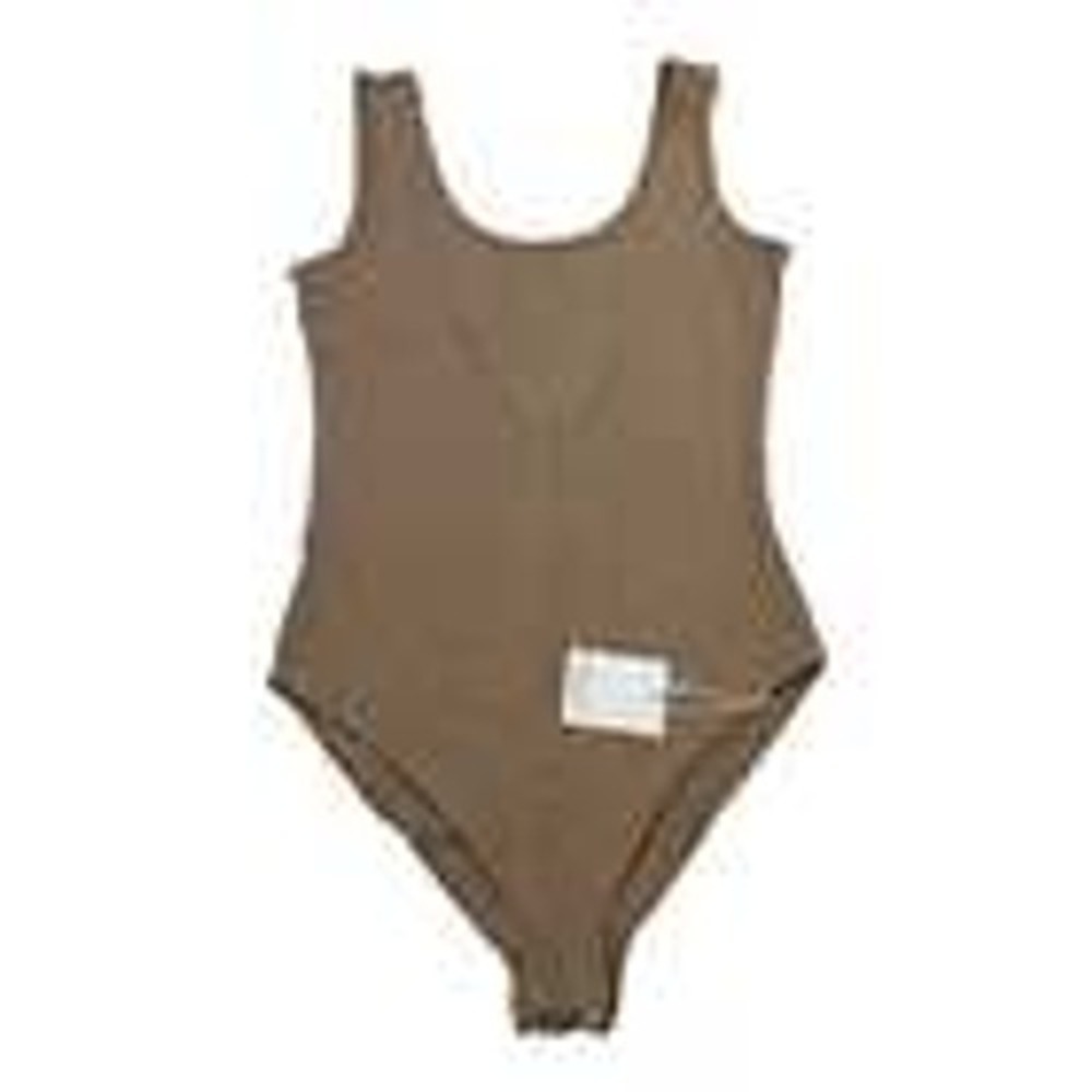 Mango Pop Collection Womens S Bodysuit Nude Neutral Layering Fitted Minimalist